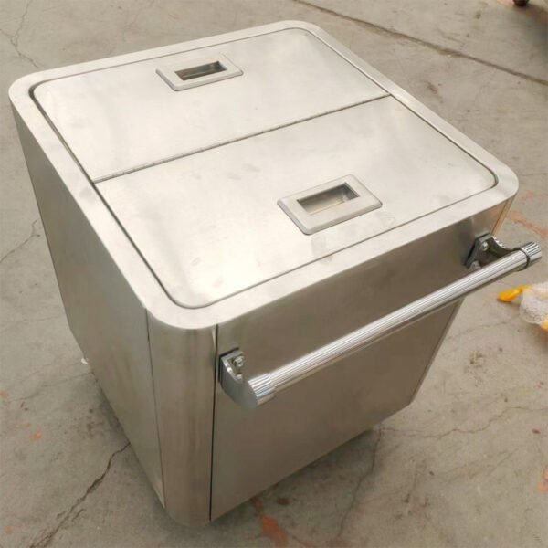 8004 Stainless Steel Rice Storage Bin Trolley with Wheels