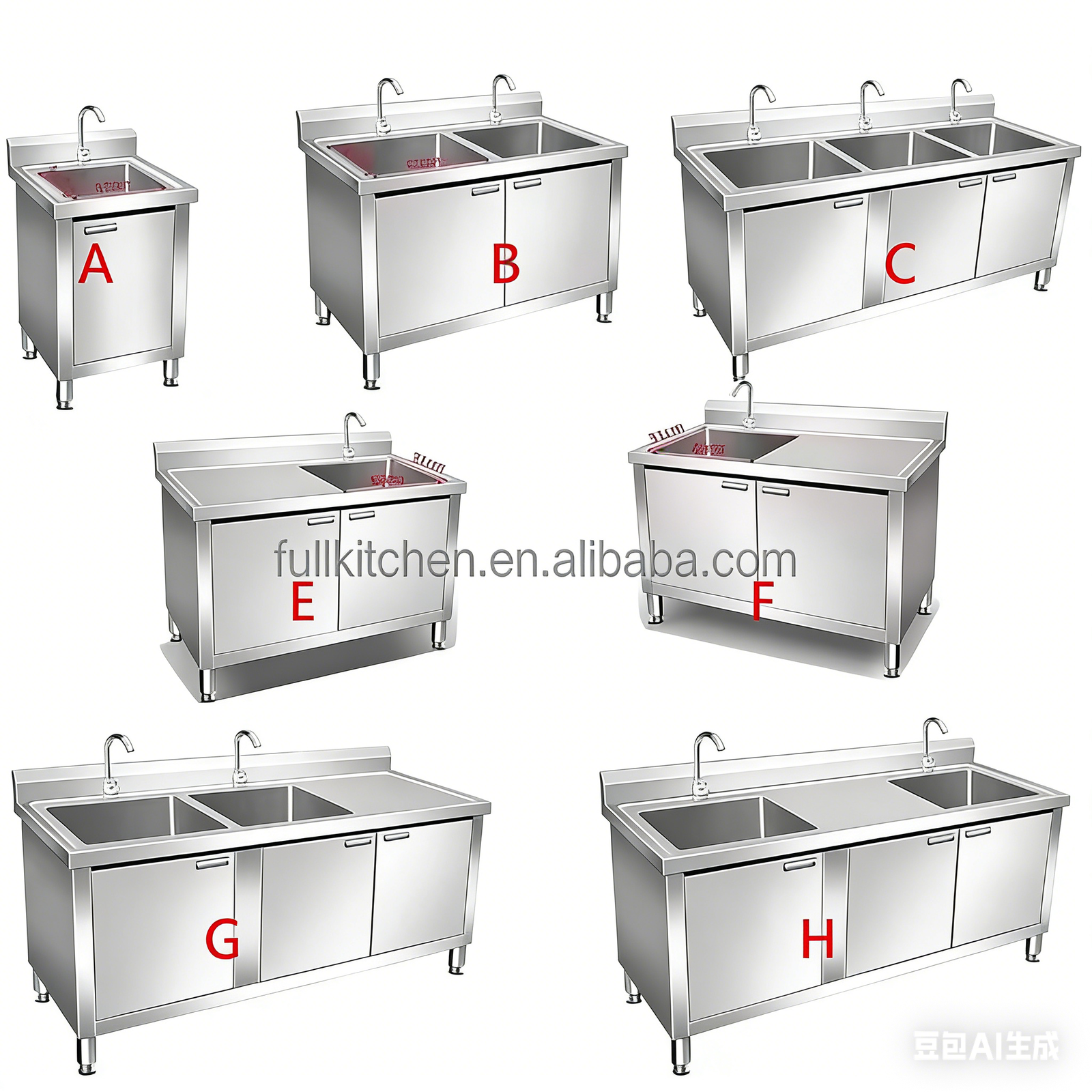 Sink with cabinet door